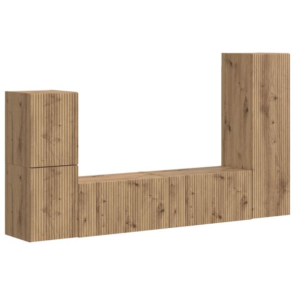 vidaXL Set TV komoda Zidne 4 pcs Umjetnički hrast Konstruirano drvo