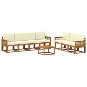 vidaXL Set vanjskih sofa 8 pcs Prirodna i krem Poliester