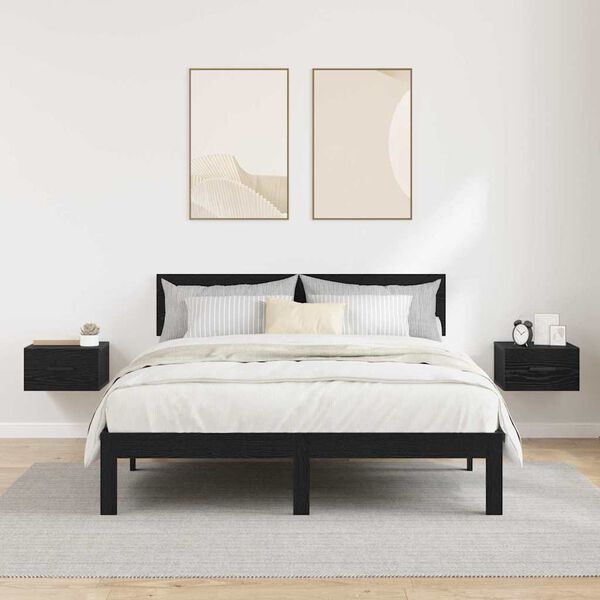 vidaXL Noćni ormar 2 pcs Crni hrast 35 x 35 x 20 cm Konstruirano drvo