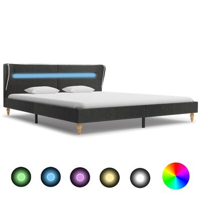 vidaXL Okvir za krevet od jute s LED svjetlom tamnosivi 160 x 200 cm