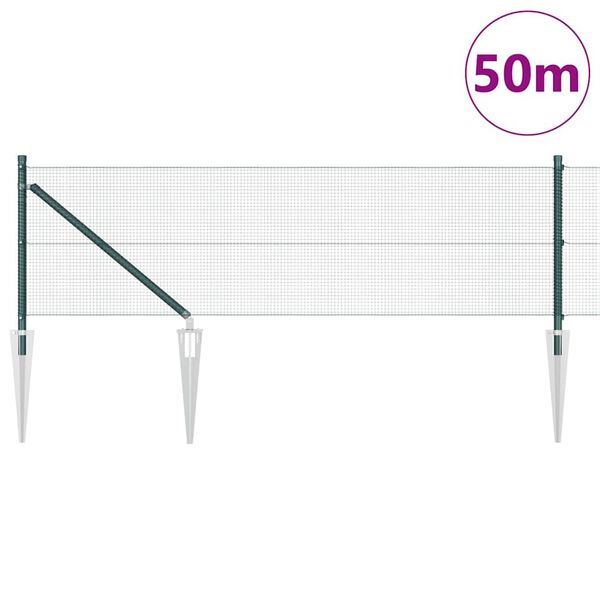 vidaXL Stup za ogradu Zelena 50 x 0,8 m (mreža 12 x 12 mm) Čelik i PVC
