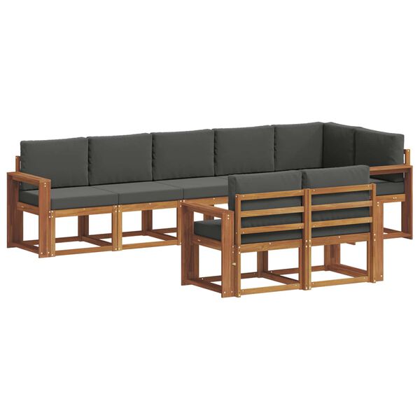 vidaXL Set vanjskih sofa s jastukom 8 pcs Prirodna i antracit