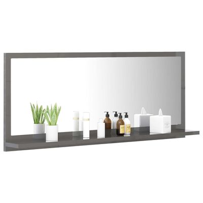 vidaXL Kupaonsko ogledalo sjajno sivo 90x10,5x37 cm konstruirano drvo