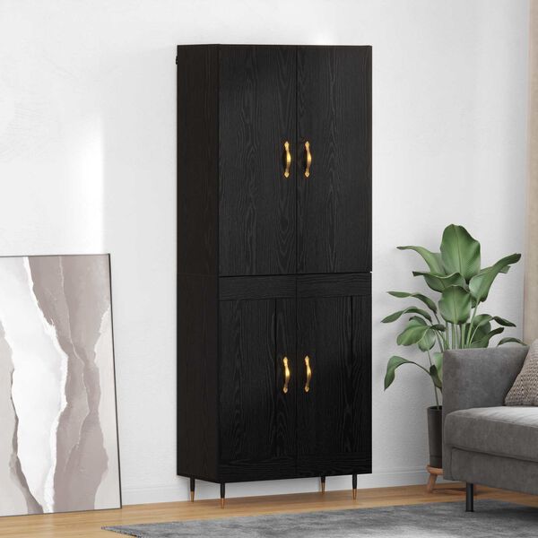 vidaXL Highboard Zidne Crni hrast 69,5 x 34 x 180 cm Konstruirano drvo