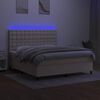 vidaXL Krevet box spring s madracem LED krem 160x200 cm od tkanine