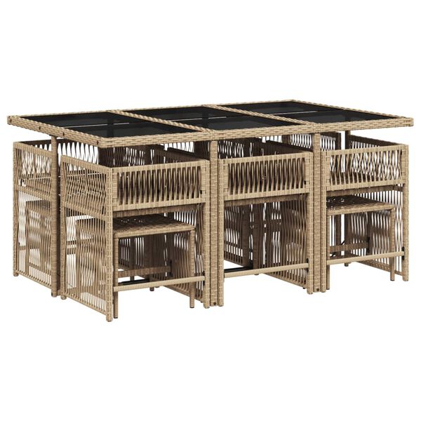 vidaXL 11-dijelni vrtni blagovaonski set od poliratana s jastucima bež