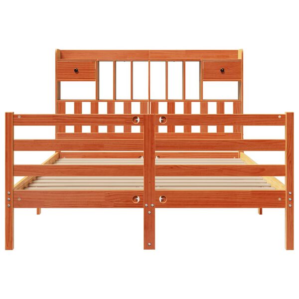 vidaXL Krevet s regalom za knjige bez madraca 150x200 cm od borovine