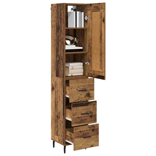 vidaXL Highboard Staro drvo 34,5 x 34 x 180 cm Konstruirano drvo