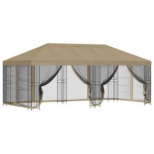 vidaXL Paviljon s bočnim stranama 6 x 3 m Bež Poliester i čelik