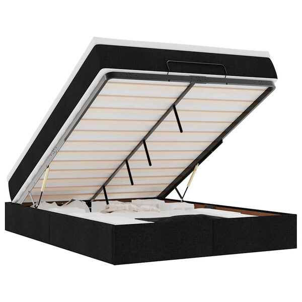 vidaXL Otomanski krevet s madracem crni 140x190cm od tkanine