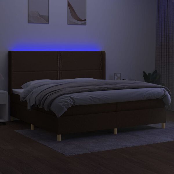vidaXL Krevet box spring s madracem LED tamnosmeđi 200x200 cm tkanina