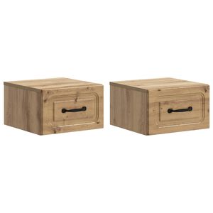 vidaXL Noćni ormarić za montažu na zid s ladicama 2 pcs Hrast artisan
