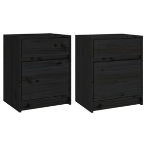 vidaXL Noćni ormarići 2 kom crni 40 x 31 x 50 cm od masivne borovine