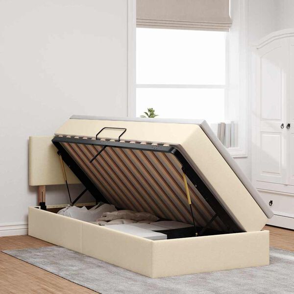 vidaXL Krevet s madracem i skladi&scaron;tem s madracem Krema 90 x 190 cm