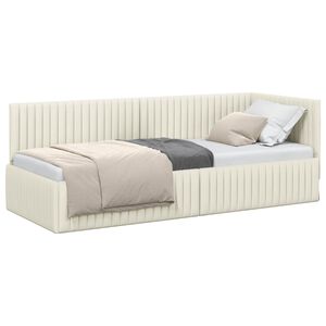 vidaXL Kutni okvir kreveta s uzglavljem Krema 80 cm x 200 cm Bar&scaron;un