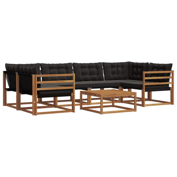 vidaXL Set vanjskih sofa s jastukom 7 pcs Prirodna i crna