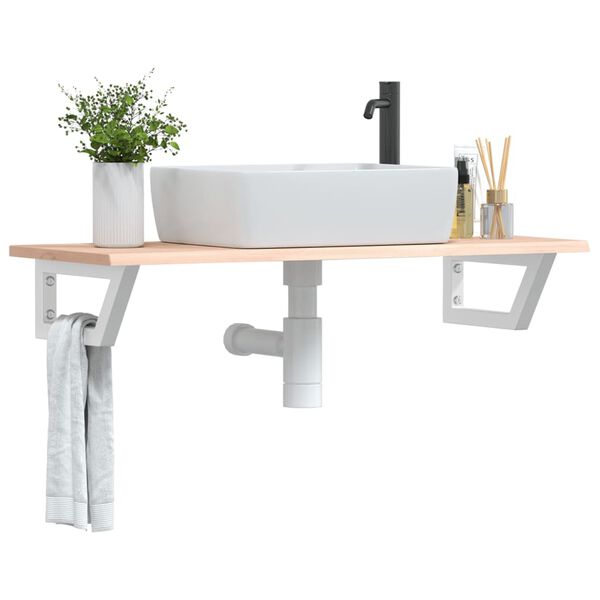vidaXL Zidna polica za umivaonik od čelika i masivne hrastovine
