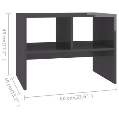 vidaXL Bočni stolić visoki sjaj sivi 60 x 40 x 45 cm od iverice