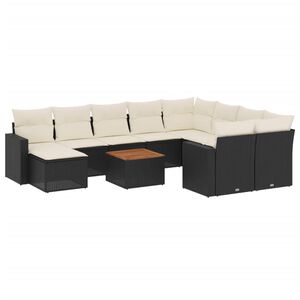 vidaXL 11-dijelni set vrtnih sofa od poliratana s jastucima crni