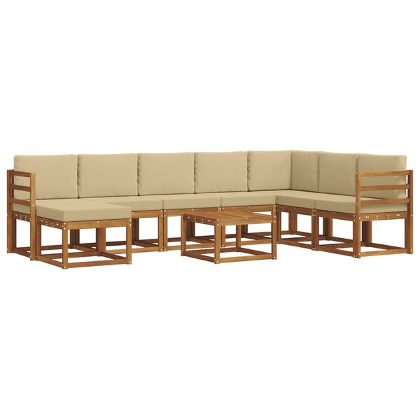 vidaXL Set vanjskih sofa s jastukom 9 pcs Prirodna i bež