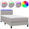 vidaXL Krevet box spring s madracem LED svjetlosivi 100x200 cm tkanina