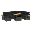vidaXL 9-dijelni set vrtnih sofa s jastucima crni od poliratana