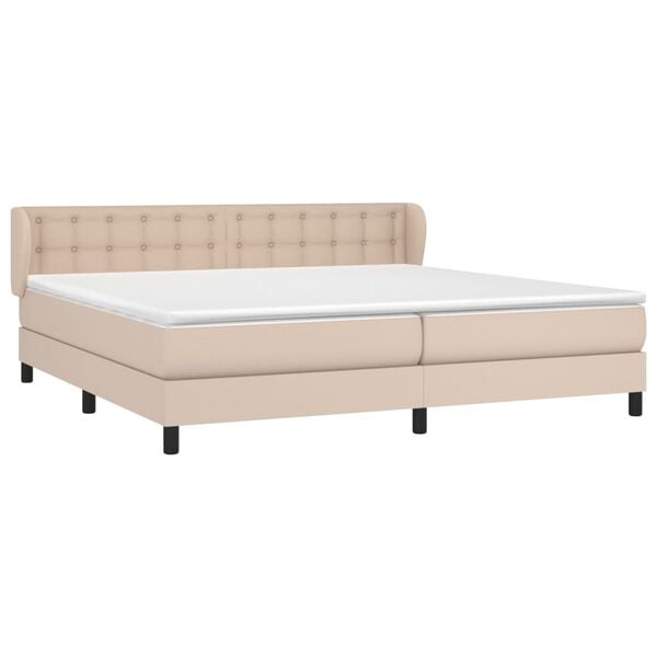 vidaXL Krevet box spring s madracem cappuccino 200x200cm umjetna koža