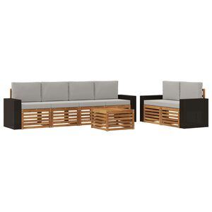 vidaXL Set vanjskih sofa s jastukom 7 pcs Prirodna i svjetlosiva