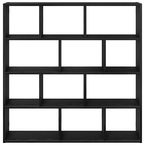 vidaXL Zidna kockasta polica s 12odjeljaka od crnog konstruiranog drva