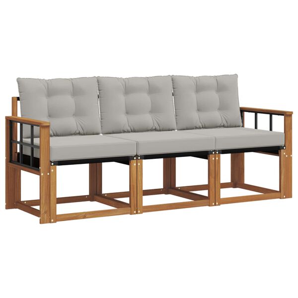vidaXL Set vanjskih sofa s jastukom 3 pcs Prirodna i svijetlo siva