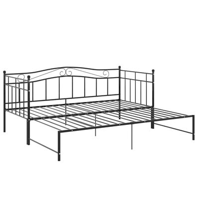 vidaXL Okvir za krevet na razvlačenje crni metalni 90 x 200 cm