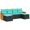 vidaXL 6-dijelni set vrtnih sofa s jastucima crni od poliratana