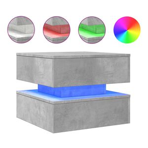 vidaXL Stolić za kavu s LED svjetlima siva boja betona 50 x 50 x 40 cm