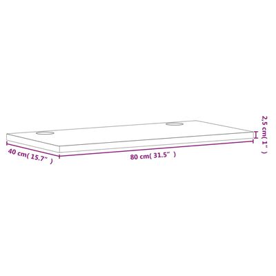 vidaXL Ploča za radni stol 80 x 40 x 2,5 cm od masivne bukovine