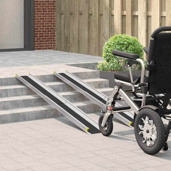 vidaXL Rampa za invalidska kolica 2 pcs Crna 184,5 x 18,5 x 5 cm