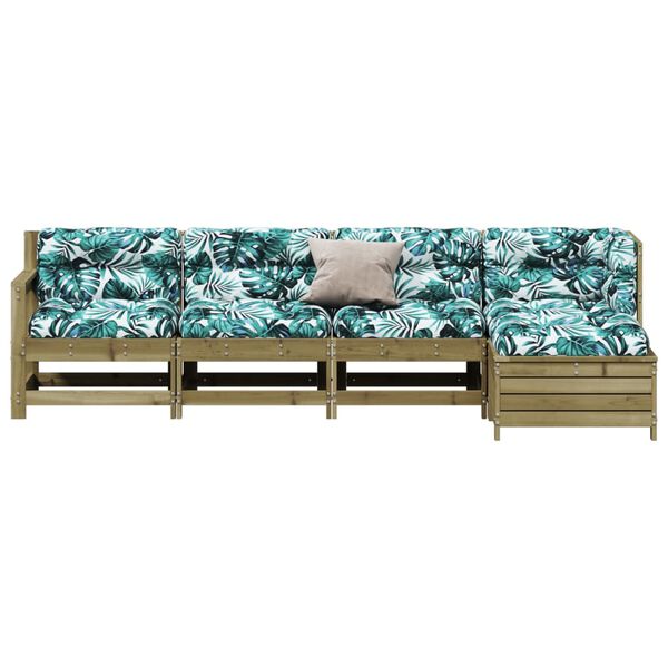 vidaXL 5-dijelna vrtna garnitura od impregnirane borovine s jastucima