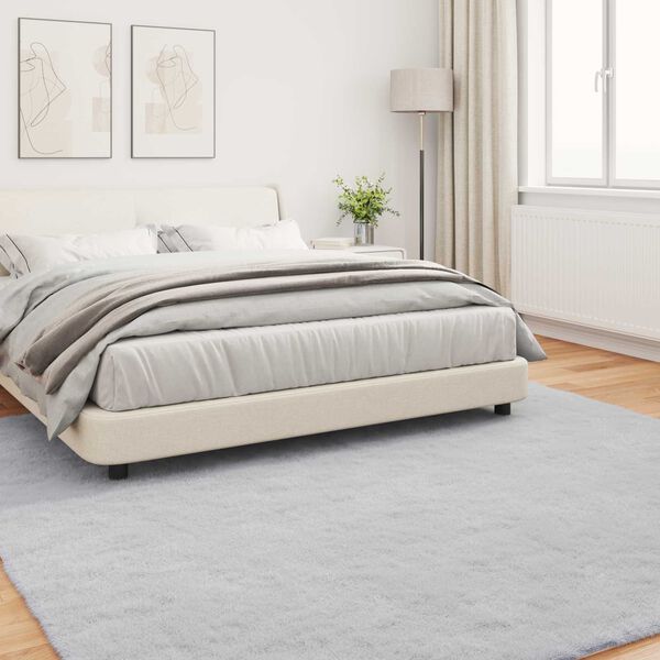 vidaXL Faux Rabbit Fur Rug Olite Siva 200 x 200 cm Poliester