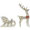 vidaXL Reindeer vuče saonice Topla bijela 70 x 26 x 128,5 cm Ratan