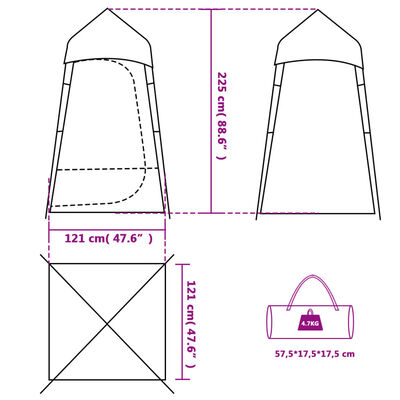 vidaXL Šator za privatnost sivo-narančasti 121x121x225 cm taft 190T