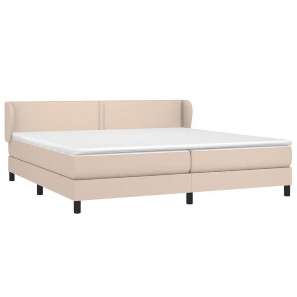 vidaXL Krevet box spring s madracem cappuccino 200x200cm umjetna koža