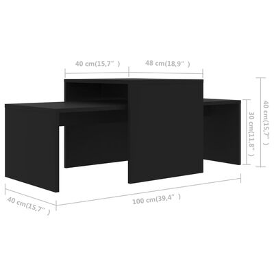 vidaXL Set stolića za kavu crni 100 x 48 x 40 cm od iverice