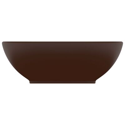 vidaXL Luksuzni ovalni umivaonik mat tamnosmeđi 40 x 33 cm keramički