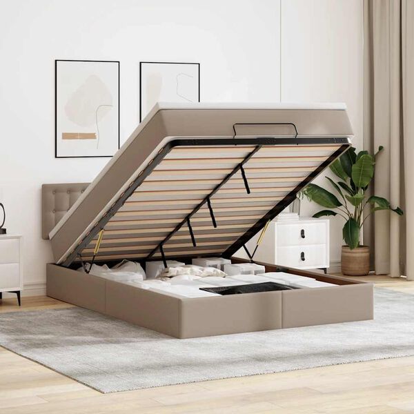 vidaXL Otomanski krevet s madracem cappuccina 140x190cm umjetna koža