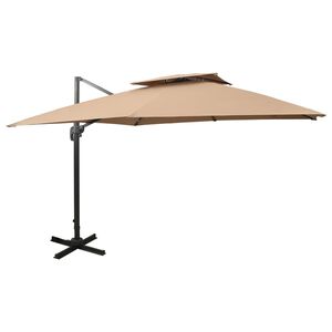 vidaXL Konzolni vrtni suncobran s dvostrukim vrhom 300x300 cm taupe