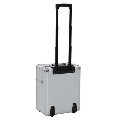 vidaXL Pilotski kovčeg s kotačima 39 x 47 x 25 cm srebrni aluminijski