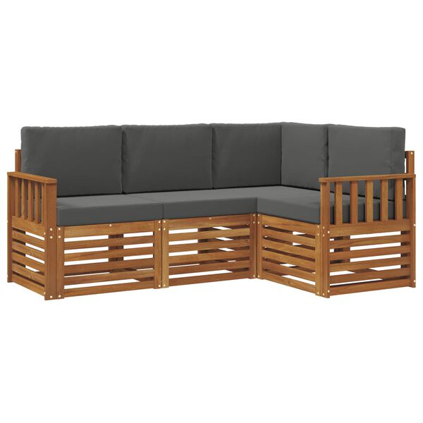 vidaXL Setovi sofa 4 pcs Prirodna i antracit Čvrsto drvo akacije