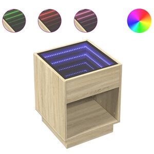 vidaXL Noćni ormarić s beskonačnim LED boja hrasta sonome 40x40x50 cm