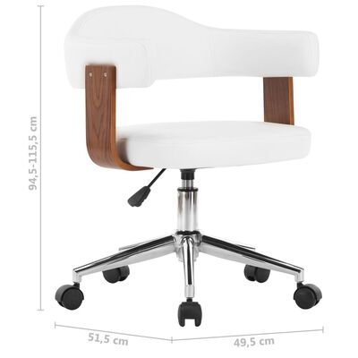 vidaXL Okretne blagovaonske stolice 6 kom bijele drvo i umjetna koža