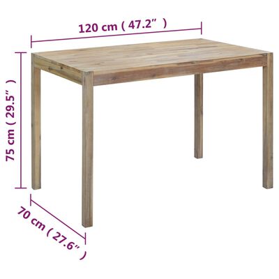 vidaXL Blagovaonski stol 120 x 70 x 75 cm od masivnog bagremovog drva