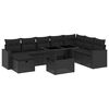 vidaXL 9-dijelni set vrtnih sofa s jastucima crni od poliratana